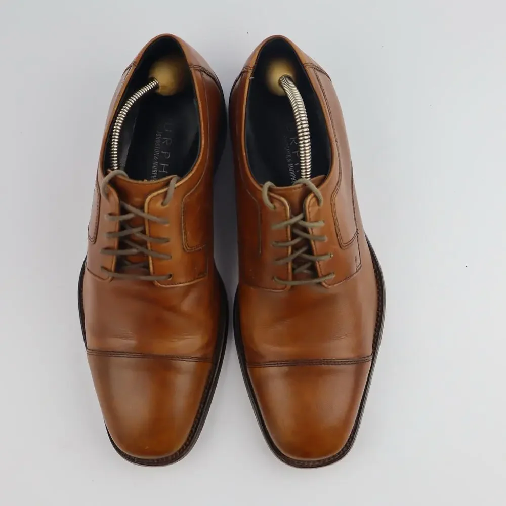 J.Murphy Johnston & Murphy Mens 9.5W Natural Leather Cap Toe Oxford Dress Shoe